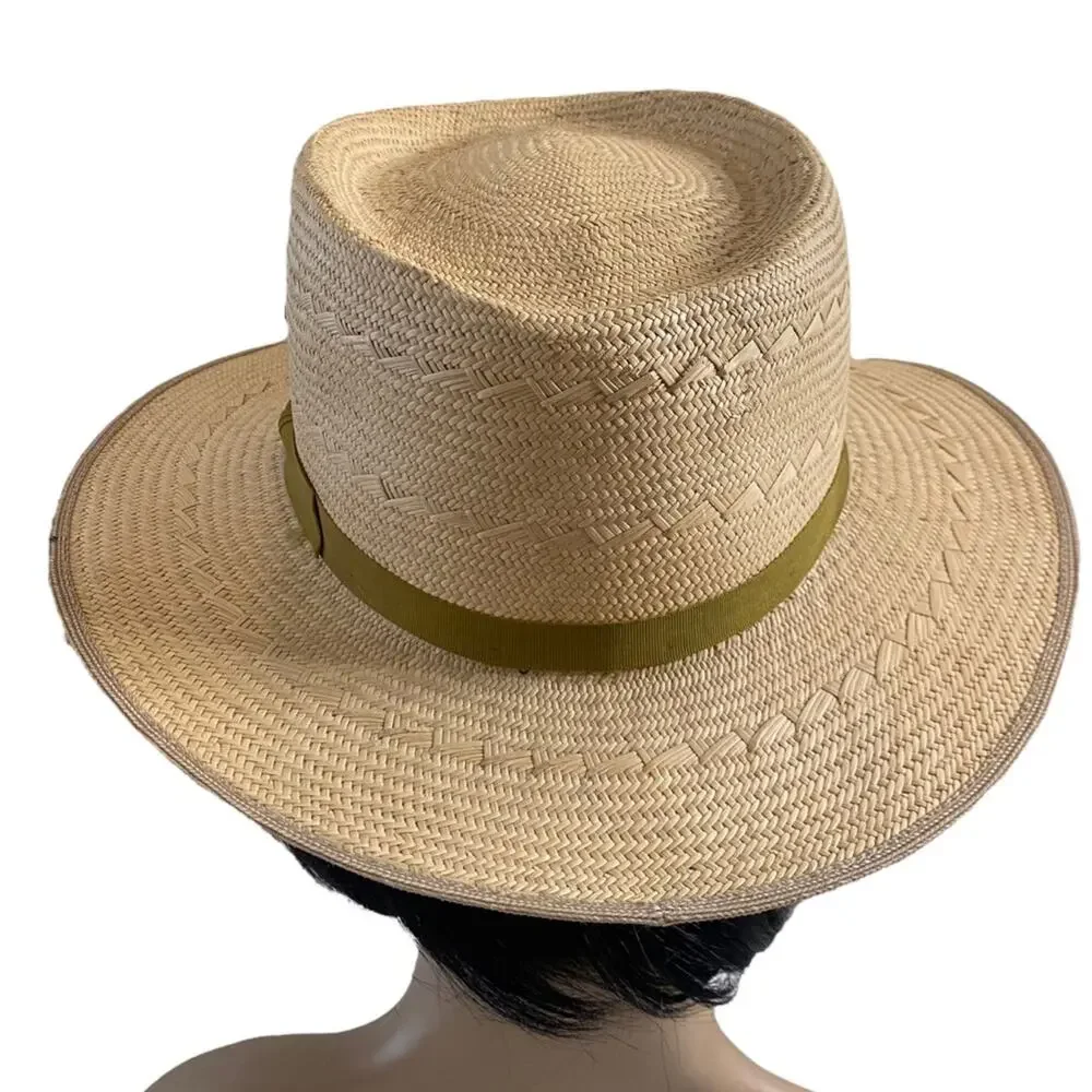 Puerto Fino Colombian Straw Hat Size 7 1/2 Tan Fedora